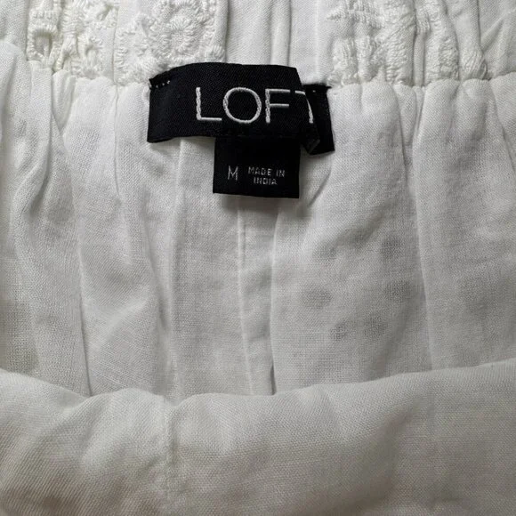 LOFT High-rise Embroidered Eyelet White Cotton Shorts Size Medium - Picture 4 of 4